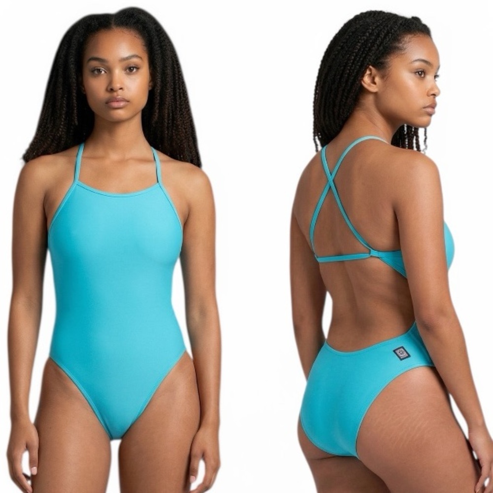 Jolyn Brandon2 One Piece Swimsuit Sz 38 Hawaiian Blue NWT